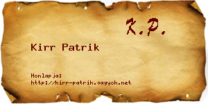 Kirr Patrik névjegykártya